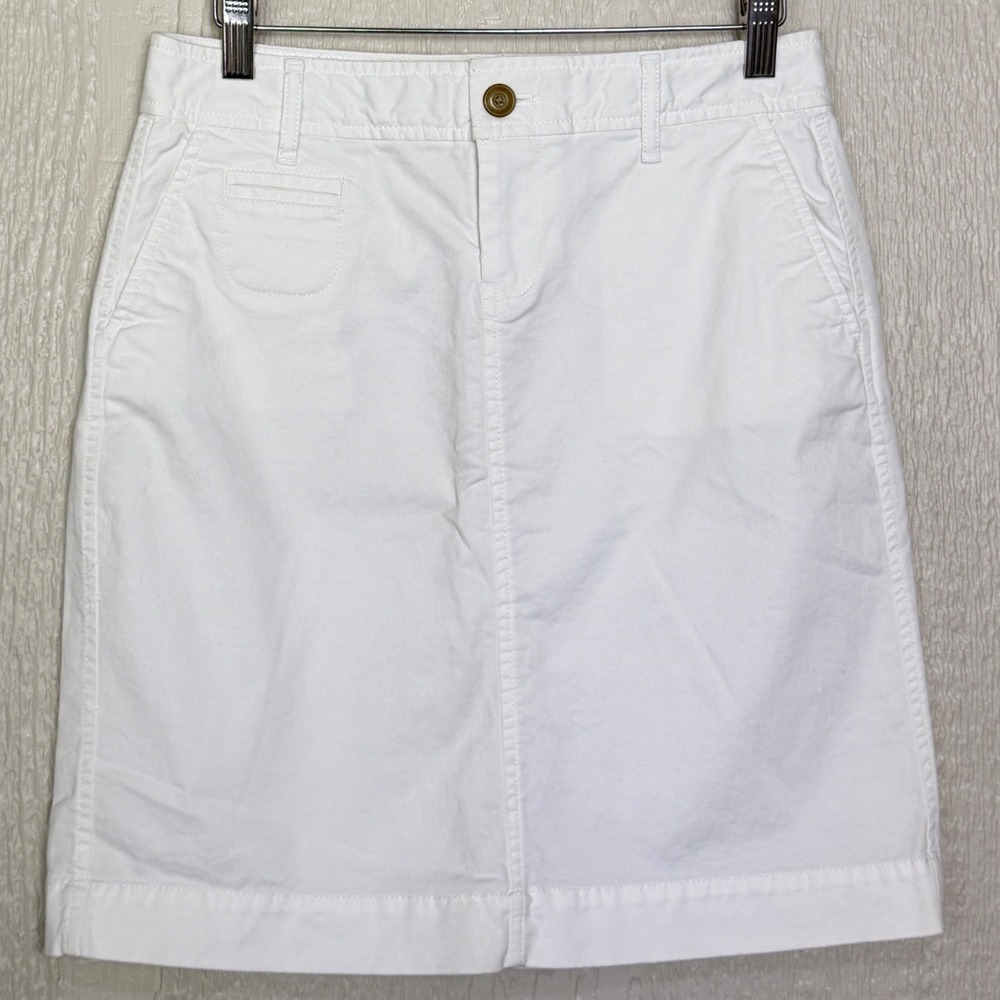 Old‎ Navy White Perfect Classic Pencil Skirt Favorite Khakis Cotton Twill Size 2